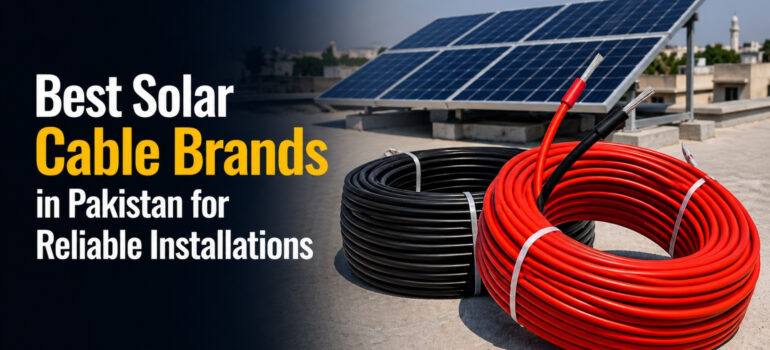 High-quality solar DC cables with XLPE insulation and pure copper conductors used in rooftop solar installations in Pakistan