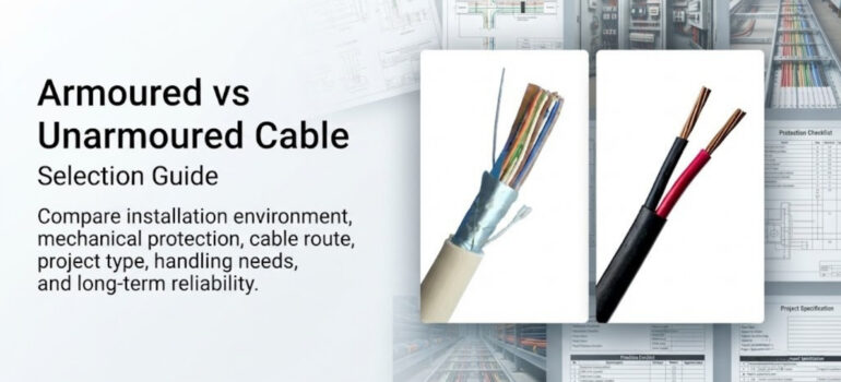 Armoured vs Unarmoured Cable Selection Guide comparing cable types with technical project documentation.