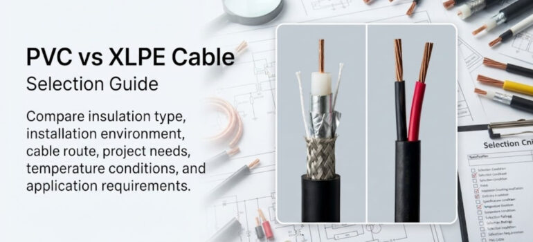 PVC vs XLPE Cable Selection Guide comparing insulation types, installation environments, temperature conditions, and project application requirements.