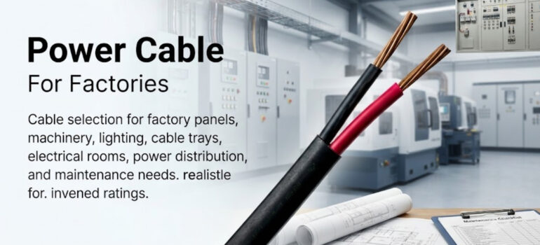 Power Cable for Factories used for factory panels, machinery, lighting, cable trays, electrical rooms, and power distribution maintenance.