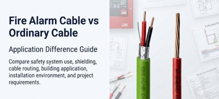 Fire Alarm Cable vs Ordinary Cable Application Difference Guide showing safety system cables and technical drawings.
