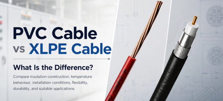 A side-by-side comparison of PVC and XLPE electrical cables, highlighting the differences in insulation construction and material properties.